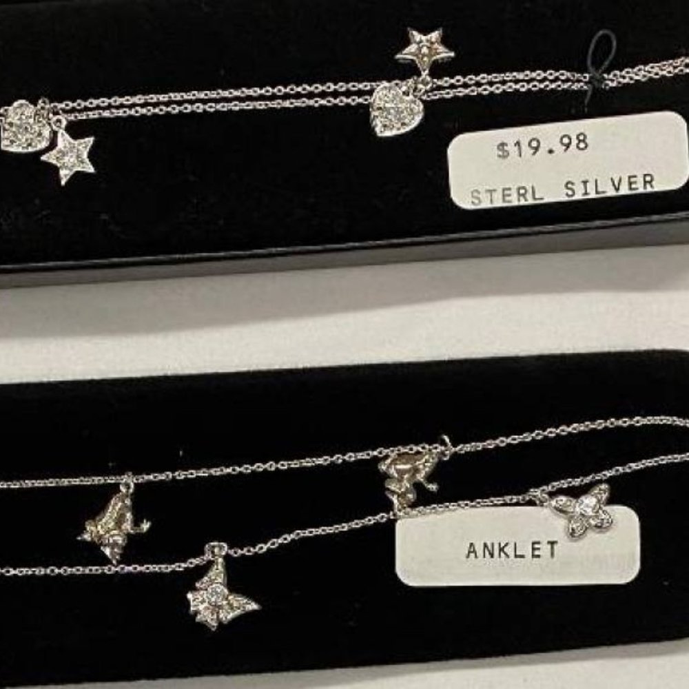 Anklet 925 Sterling frog butterfly heart star NEW - Picture 3 of 3